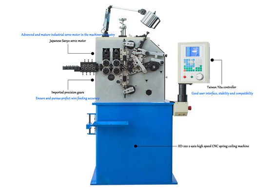 XD-220 เครื่องขดสปริง CNC ทำ 0.5 - 2.0 มม. สปริงอัดต่างๆ